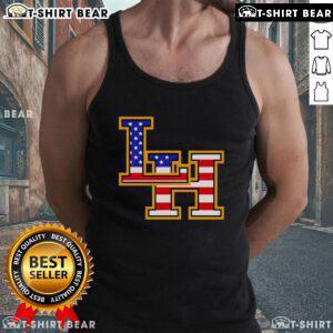 Alt Text: Hot Liberty Hill Panthers crown trio tank top featuring USA flag design for a patriotic Fourth of July celebration.