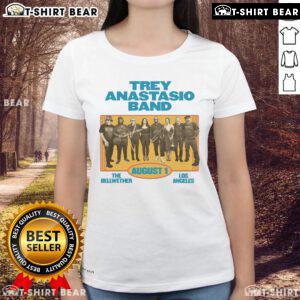 Hot Trey Anastasio Band performing live at The Bellwether, Los Angeles on August 1, featuring ladies' tee merchandise.