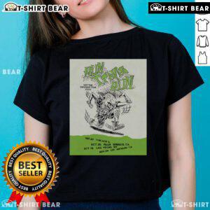 Nice Blink-182 Run Travis Run Hit Pavement Tour 2025 Ladies Tee featuring vibrant graphics and stylish design.