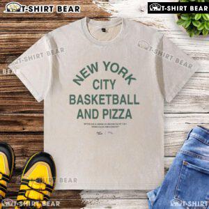 Enjoy basketball and pizza in Brooklyn, NY, at Nice New York City with a washed t-shirt featuring a fun design.