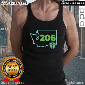 Stylish Seattle Sounders FC tank top featuring the 206 area code, perfect for fans and summer wear.