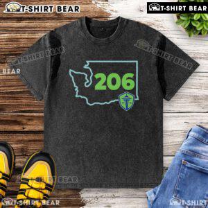 Nice Seattle Sounders FC 206 area code state washed t-shirt featuring vibrant colors and a modern design.