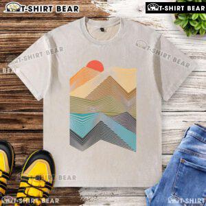 Nice The Geometric Mountain Sunset Washed T-Shirt featuring a vibrant sunset design over geometric mountains.