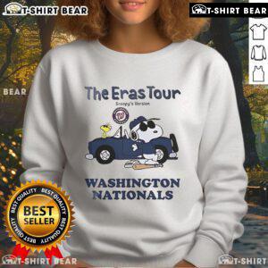 Nice Washington Nationals Eras Tour Snoopy sweatshirt featuring vibrant graphics and team colors.