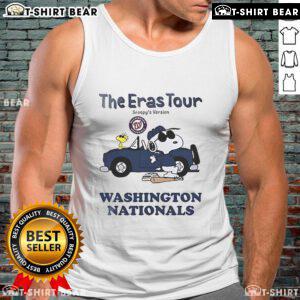 Alt Text: Stylish Snoopy tank top featuring the Washington Nationals logo, perfect for fans of The Eras Tour and baseball fashion.