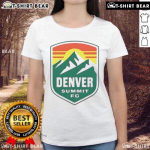 Official Denver Summit FC logo on a stylish ladies tee, perfect for fans and casual wear.