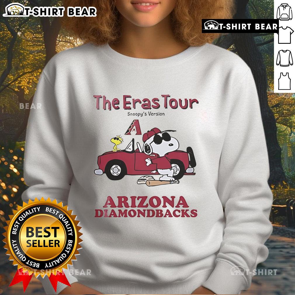 Official Arizona Diamondbacks The Eras Tour Snoopy sweatshirt featuring vibrant graphics and cozy design for fans.