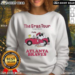 Official Atlanta Braves The Eras Tour Snoopy Sweatshirt featuring vibrant graphics and a cozy design for fans.