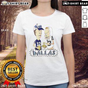 Alt Text: Official Beavis and Butt-Head Dallas Cowboys ladies tee featuring vibrant graphics and a comfortable fit for fans.