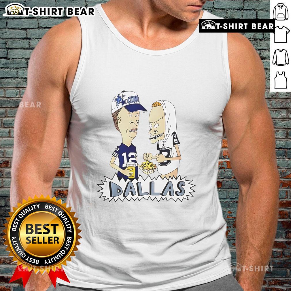 Official Beavis and Butt-Head Dallas Cowboys tank top featuring vibrant graphics and NFL team colors for fans.