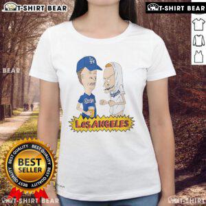 Alt Text: Official Beavis and Butt-Head Los Angeles Dodgers ladies tee featuring iconic characters on a stylish shirt.