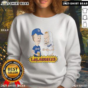 Alt Text: Official Beavis and Butt-Head Los Angeles Dodgers sweatshirt featuring vibrant graphics and comfortable fit.