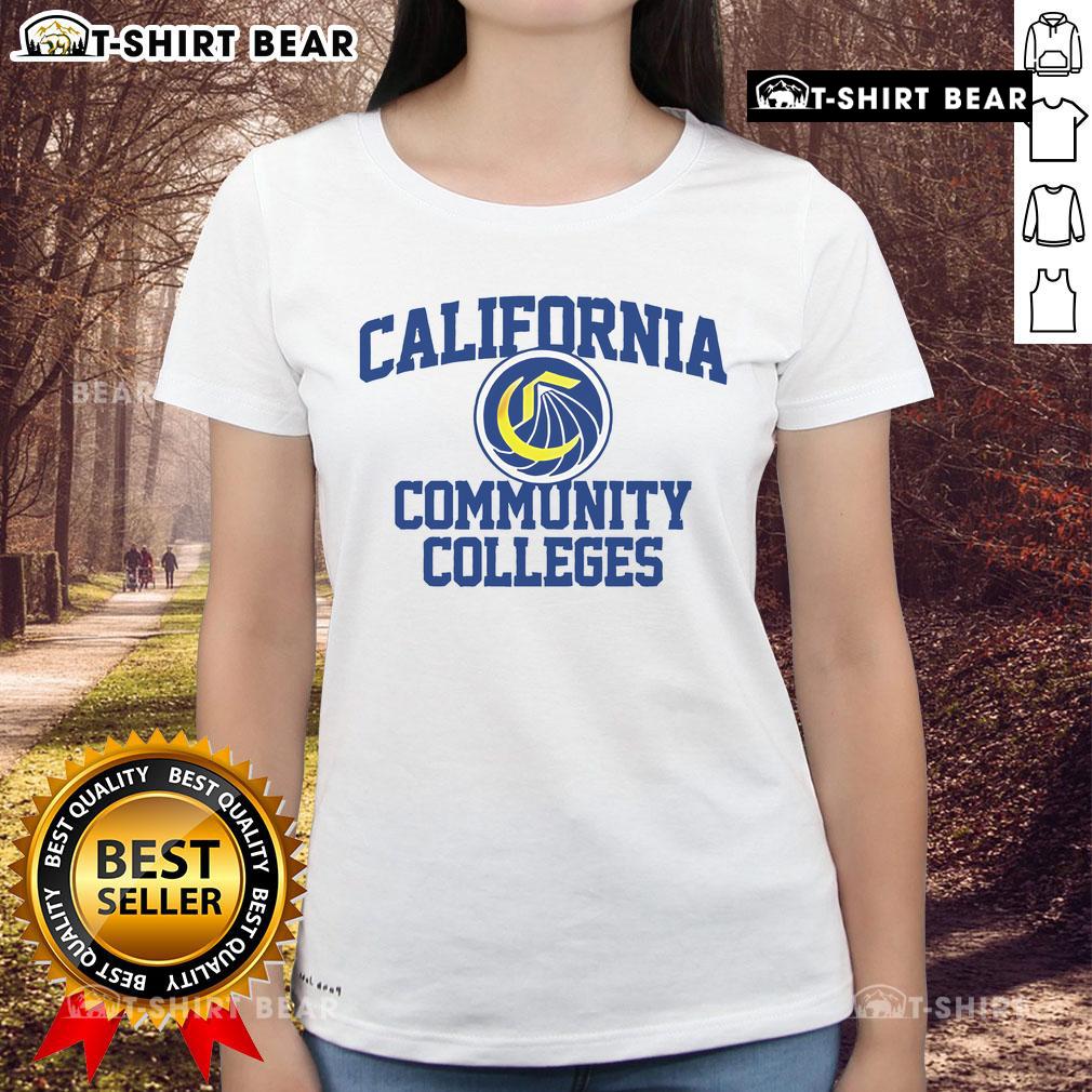 Official California Community Colleges logo on a stylish ladies tee, perfect for college supporters and fashion enthusiasts.
