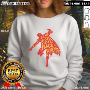 Official Cleveland Birth Place of a Superhero silhouette sweatshirt featuring a stylish design and vibrant colors.