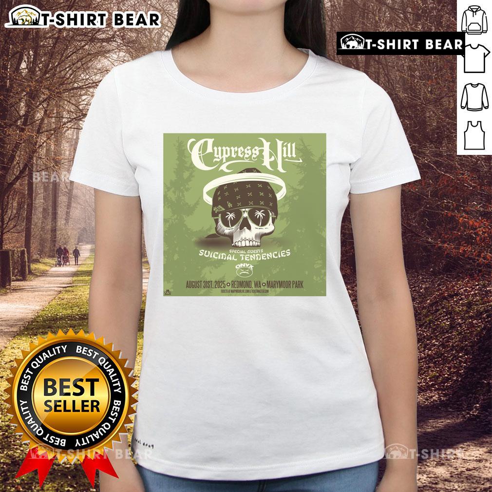 Official Cypress Hill Aug 31, 2025 concert poster for Marymoor Park, Redmond, WA featuring Ladies Tee design.
