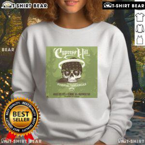 Alt Text: Official Cypress Hill concert poster for Aug 31, 2025, at Marymoor Park, Redmond, WA, featured on a sweatshirt.