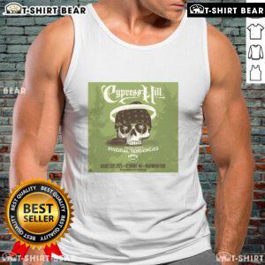 Official Cypress Hill Aug 31, 2025 concert poster on a tank top, showcasing vibrant graphics for the Marymoor Park event.