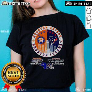 Official Houston Astros All Season Texans on Sundays ladies tee featuring team colors and logo for sports fans.