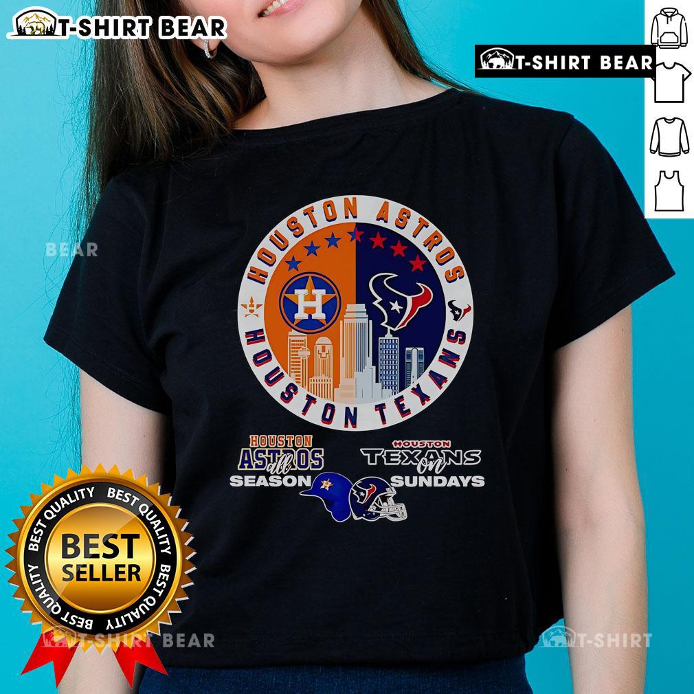 Official Houston Astros All Season Texans on Sundays ladies tee featuring team colors and logo for sports fans.