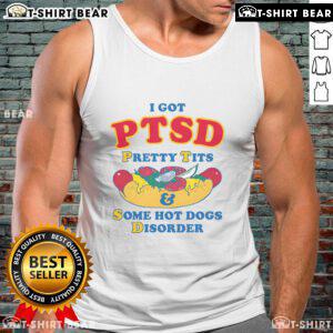 Alt Text: Official I Have PTSD Pretty Tits Some Hot Dogs Disorder Tank Top design featuring bold graphics and vibrant colors.