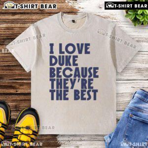 Alt Text: I Love Duke Basketball washed t-shirt featuring a vibrant design, perfect for fans who support the best team.