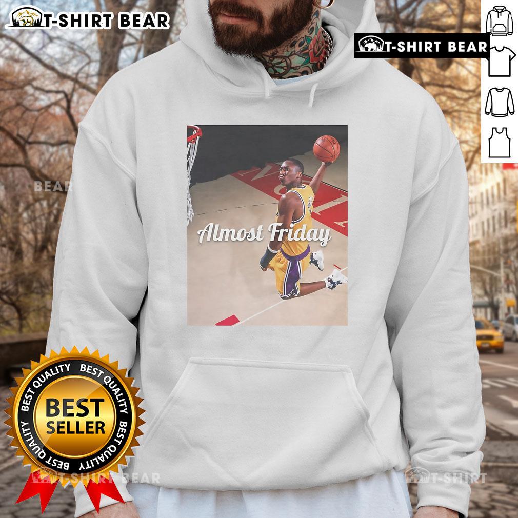 Official Kobe Draft Dunk hoodie featured in an Almost Friday photoshoot, showcasing stylish streetwear inspired by basketball.