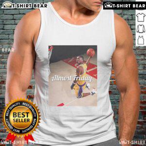 Alt Text: Official Kobe Draft Dunk tank top featured in an Almost Friday photoshoot, perfect for sports fans and fashion lovers.