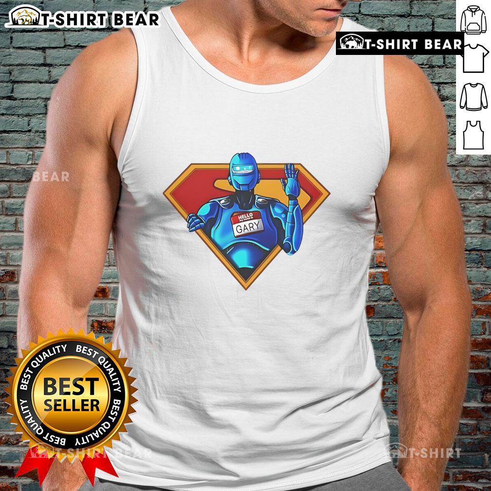 Alt Text: Official My Name Is Gary Superman Tank Top featuring a bold Superman logo and stylish design for fans.