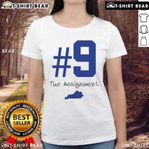 Alt Text: Official No. 9 The Assignment Kentucky Ladies Tee in vibrant colors, perfect for casual wear and Kentucky pride.