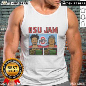 Alt Text: Official OSU Jam Egbuka and Smith tank top featuring team colors and logo, perfect for Ohio State fans.