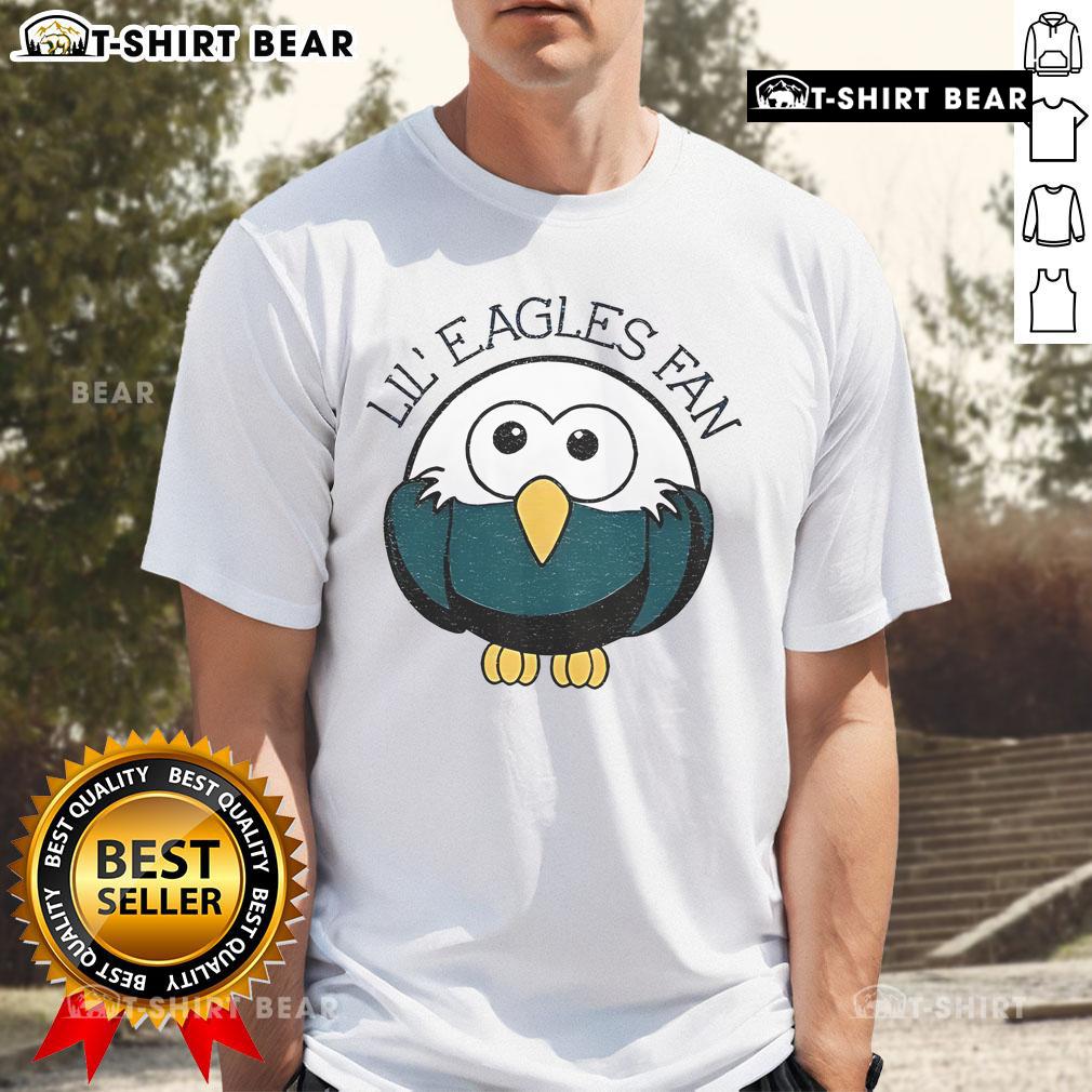 Alt Text: Official Philadelphia Eagles NFL football Lil Eagles fan sports T-shirt for kids, featuring team logo and colors.