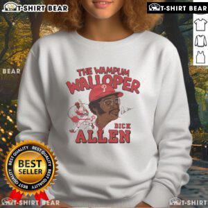 Alt Text: Official Phillies Dick Allen Signature sweatshirt featuring The Wampum Walloper design for fans and collectors.