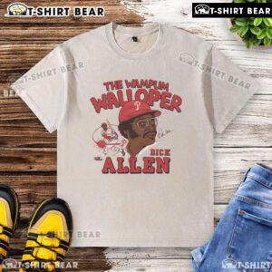 Official Phillies Dick Allen Signature Wampum Walloper Washed T-Shirt showcasing vintage design and team spirit.
