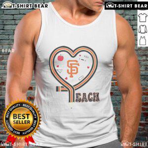 Official San Francisco Giants baseball tank top featuring a heart and pencil design, perfect for baseball lovers and teachers.