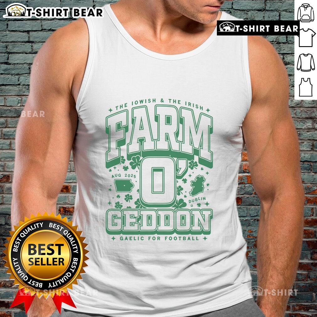 Official Iowish and Irish Farm OGeddon Gaelic Football Max Collegiate Tank Top in vibrant colors, perfect for fans.