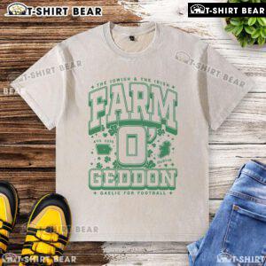 Official Iowish and Irish Farm OGeddon Gaelic Football Max Collegiate washed t-shirt in casual style and vibrant colors.