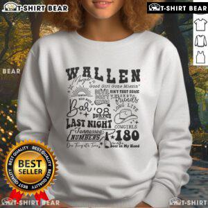 Official Wallen Morgan 'Good Girl Gone Missin' Devil Don't Know Ain't That Some' sweatshirt displayed on a hanger.