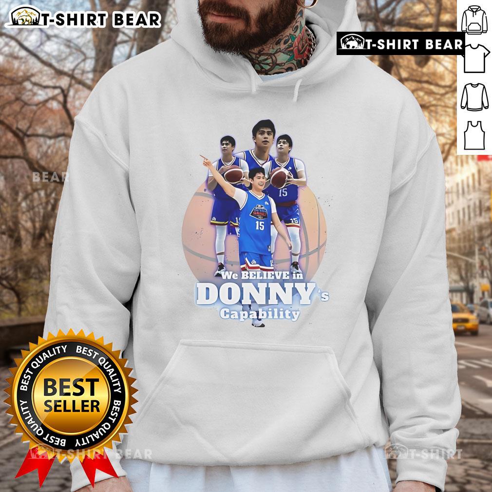 Alt Text: Official We Believe In Donny's Capability Hoodie in black, featuring bold text design, perfect for fans of Donny.
