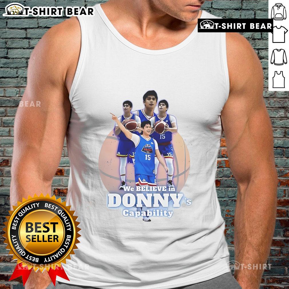 Official We Believe In Donny's Capability Tank Top featuring bold graphics and a comfortable fit for casual wear.