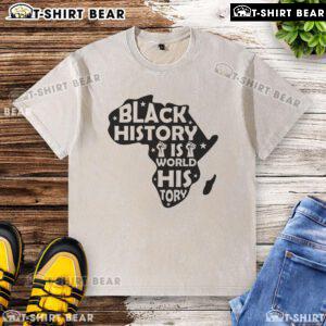 Alt Text: Original Black History is World History Africa washed t-shirt featuring bold text on a soft fabric background.