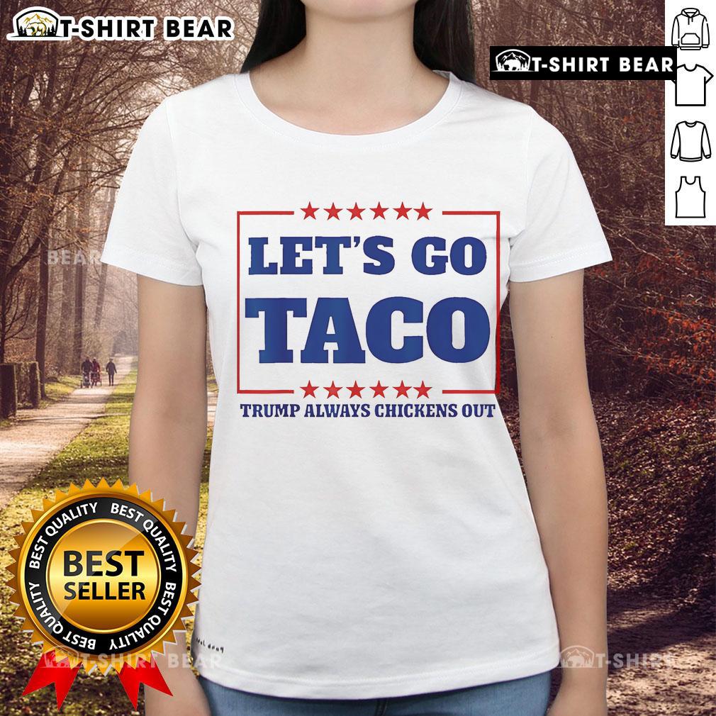 Original Let's Go Taco 2025 Ladies Tee featuring vibrant taco graphic on a stylish women's shirt for taco lovers.