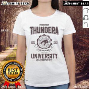 Thundera University Athletic Department ladies tee, established 1985, featuring vibrant design and comfortable fit.