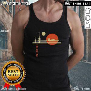 Premium A Night On Tatooine tank top featuring a vibrant starry desert scene inspired by the iconic Star Wars universe.