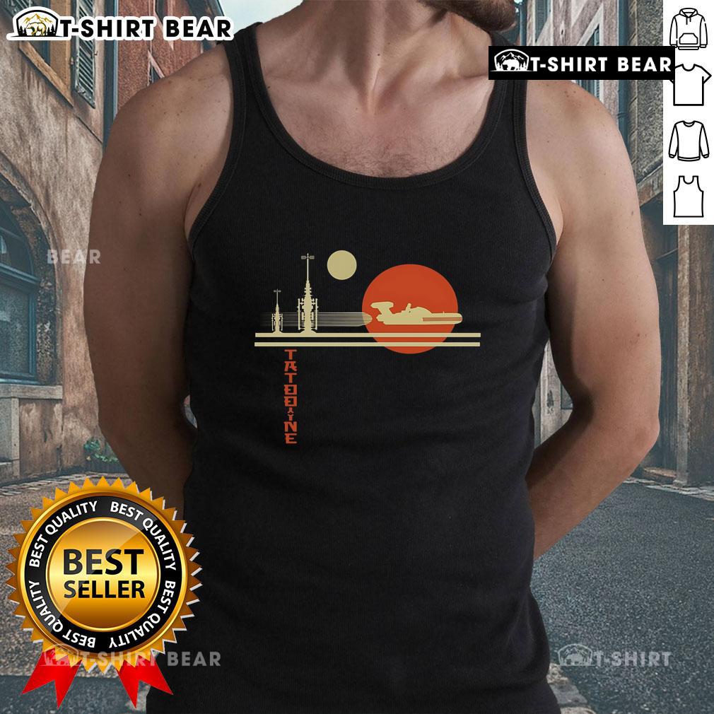 Premium A Night On Tatooine tank top featuring a vibrant starry desert scene inspired by the iconic Star Wars universe.