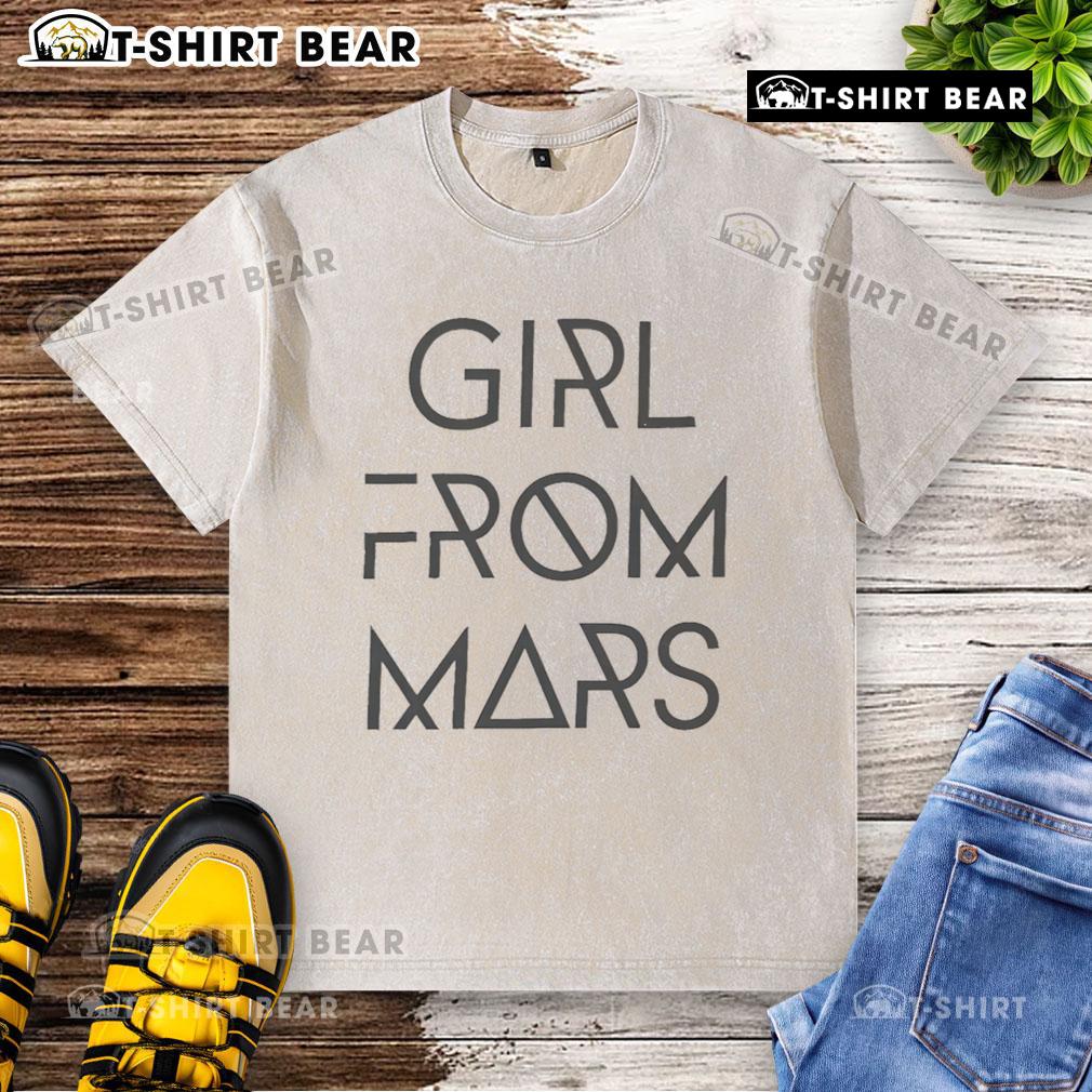 Premium Ash Girl From Mars Washed T-Shirt featuring a stylish graphic design, perfect for casual wear and space enthusiasts.