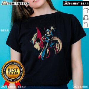 Premium Brothers In Arm Cannons Mega Man Zero Ladies Tee featuring vibrant graphics and stylish design for fans.
