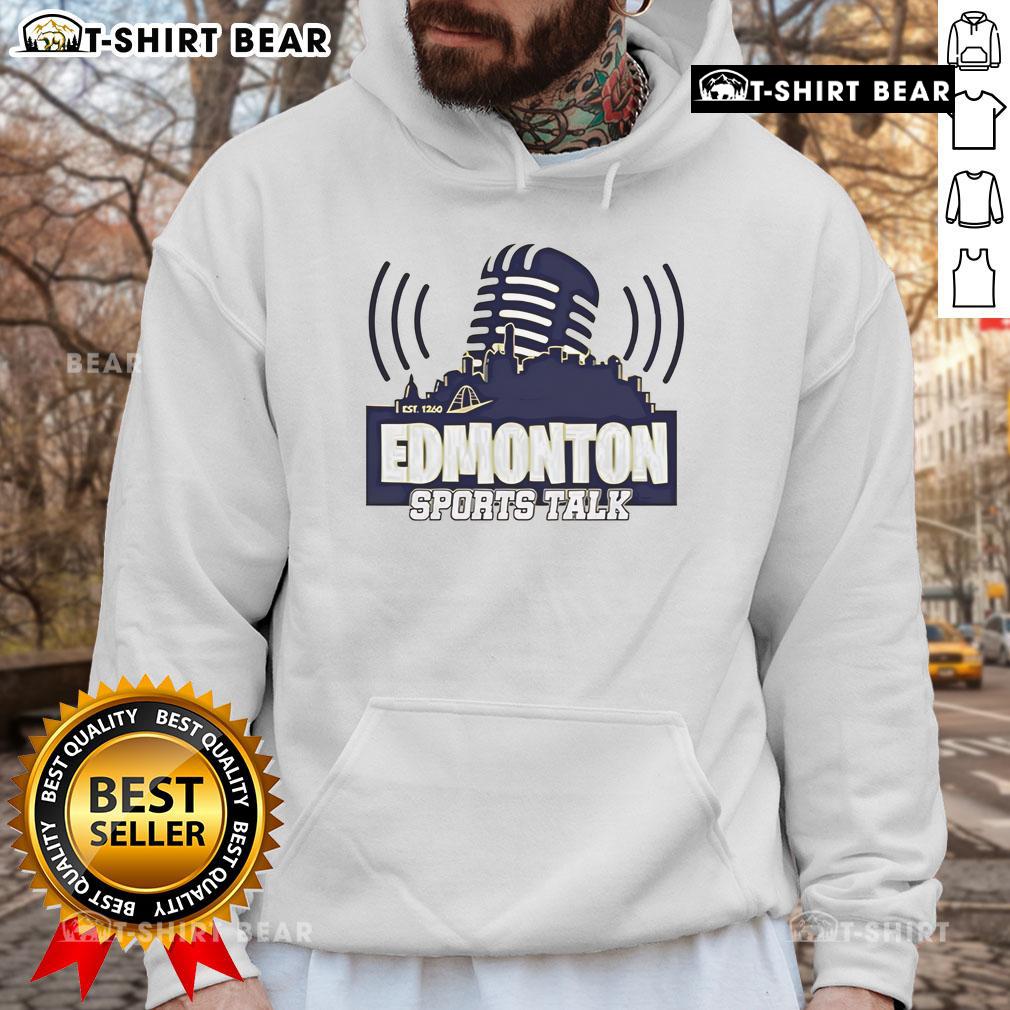 Premium Edmonton Sports Talk Est. 1260 hoodie featuring a stylish design, perfect for fans and sports enthusiasts.
