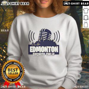 Premium Edmonton Sports Talk Est 1260 sweatshirt in black showcasing logo, perfect for sports fans and casual wear.