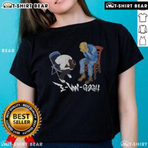 Alt Text: Premium Evangogh and Shinji meme on a ladies tee, showcasing a humorous chair scene from popular anime culture.