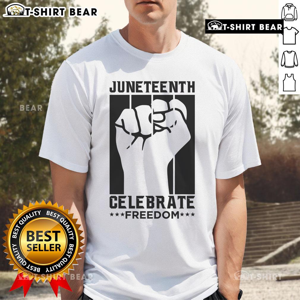Premium Juneteenth Celebrate Freedom Fist T-Shirt featuring a bold fist design symbolizing empowerment and freedom.